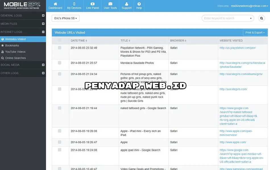 Penyadap Browser Mobile Spy
