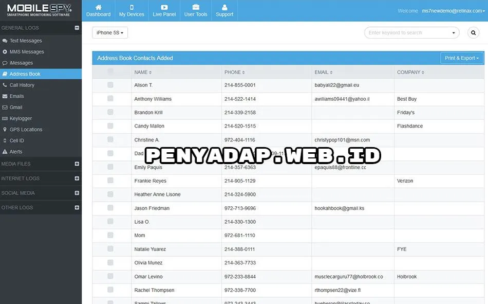 Sadap Kontak dengan Mobile Spy