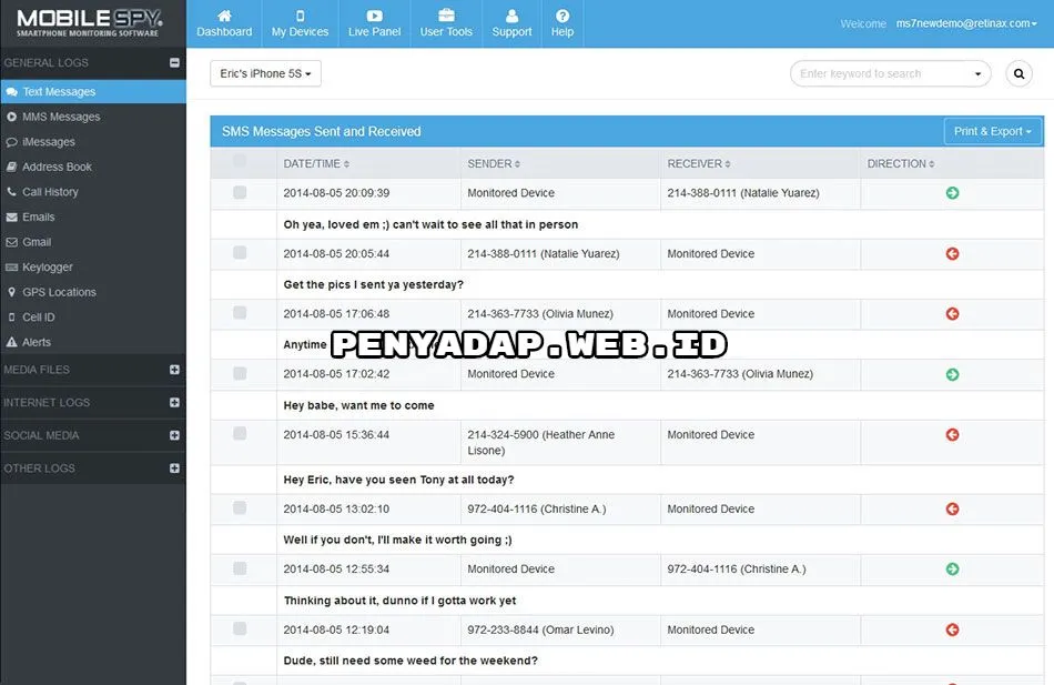 Sadap SMS Mobile Spy
